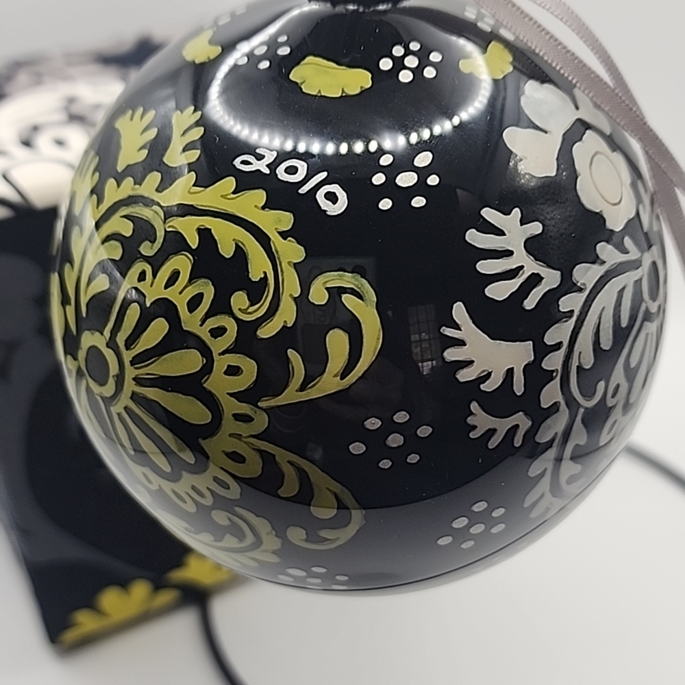 Vera Bradley Baroque Pattern 4" Glass Ball Ornament w/ Keepsake Box